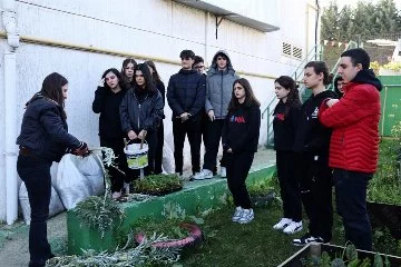 Bursa'da Nilüferli öğrenciler ders arasında fide ektiler